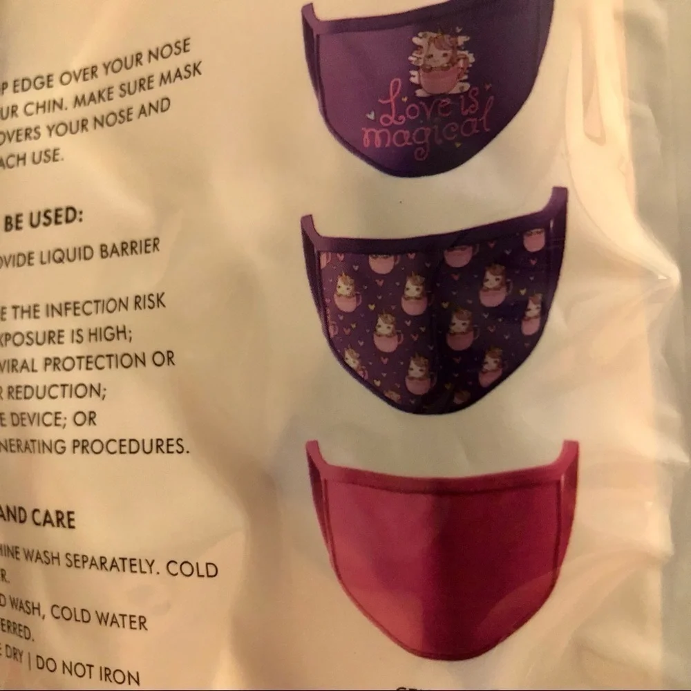 Love Bug kids face masks New! 3 pack